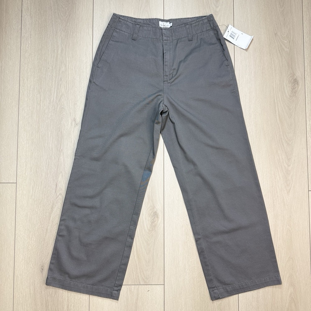 Y2K Calvin Klein Jeans Womens 2 Gray Crop Weekend Khaki Pants NWT CK Vintage 90s